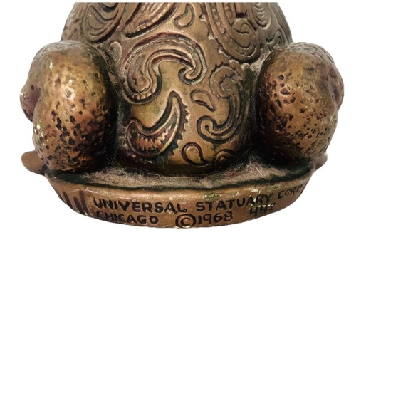 Vintage 1968 Universal Statuary Corp Frog Piggy Bank Bronze Paisley - Picture 5 of 9